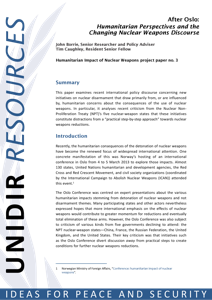 After Oslo: Humanitarian Perspectives and the Changing Nuclear Weapons Discourse (UNIDIR) image